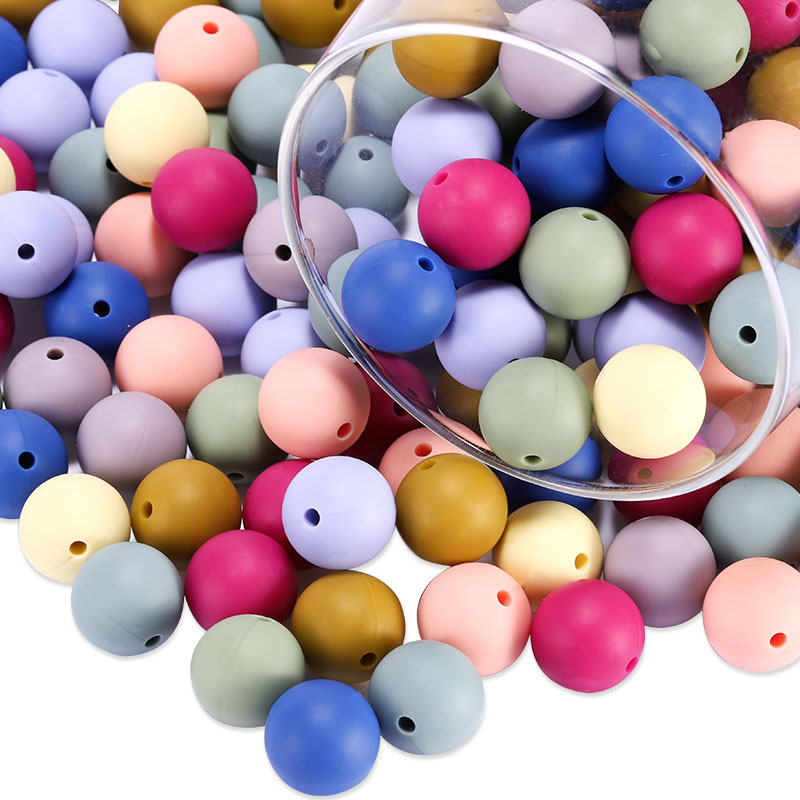 100pcs 15mm round silicone beads bpa free baby teething beads 100