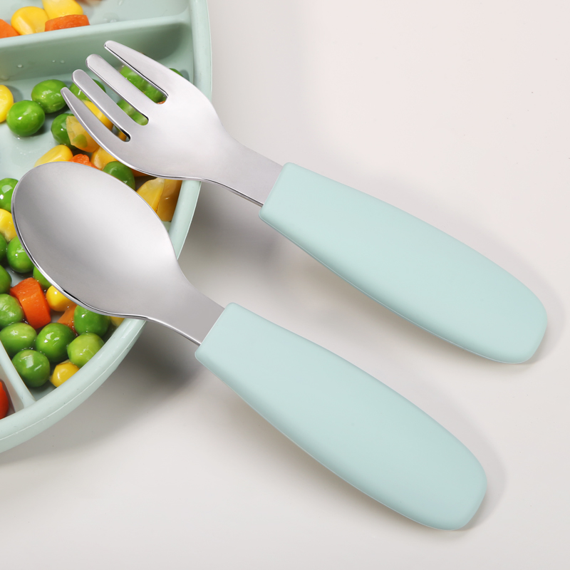 Silicone Stainless Steel Infant  Serving Spoons