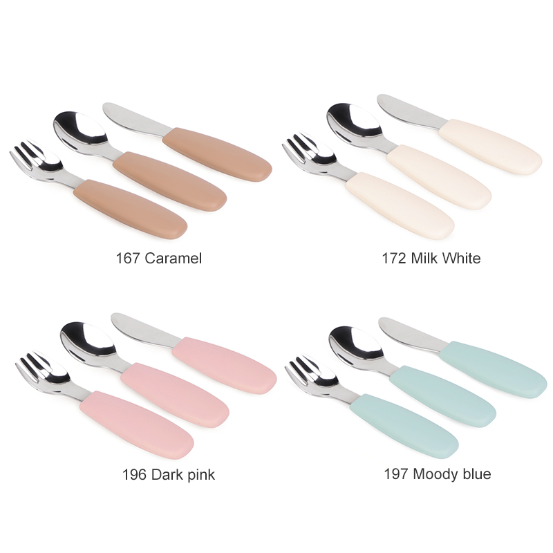 Silicone Stainless Steel Infant  Serving Spoons